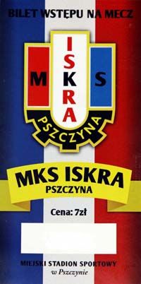 Wzór biletu wstępu na mecz MKS Iskra Pszczyna 2011